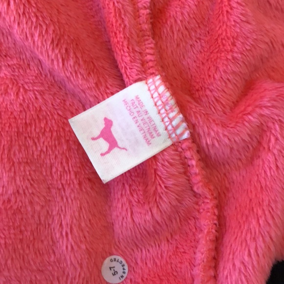 EUC SZ L VS PINK plush zip up Coral jacket - Picture 5 of 5